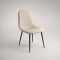 Cadeira de Jantar Estofada Curva Creme com Pernas em Aço Preto 45 x 55 x 85 cm
