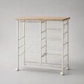 Carrinho de Cozinha com Rodas 76 x 45 x 91 cm em Aço Branco e Bambu Natural