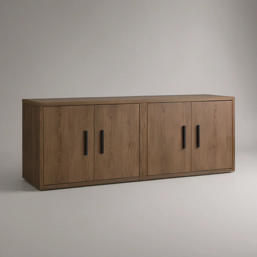 Móvel de TV em MDF Cor Nogueira com 4 Portas, 180 x 40 x 70 cm