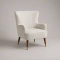 Poltrona de Encosto Alto com Abas em Bouclé Creme 75 x 82 x 101 cm