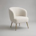 Poltrona Estofada Curva em Bouclé Creme com Pernas Douradas 70 x 73 x 78 cm