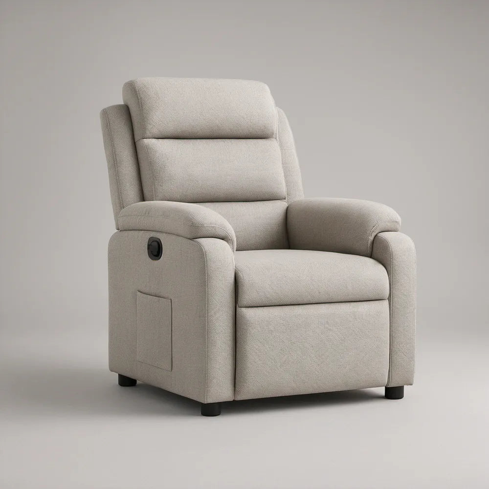 Poltrona Reclinável Manual em Poliéster Bege 92 x 95 x 102 cm