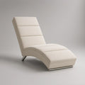 Chaise longue curva estofada em poliéster creme, 165 x 65 x 87 cm