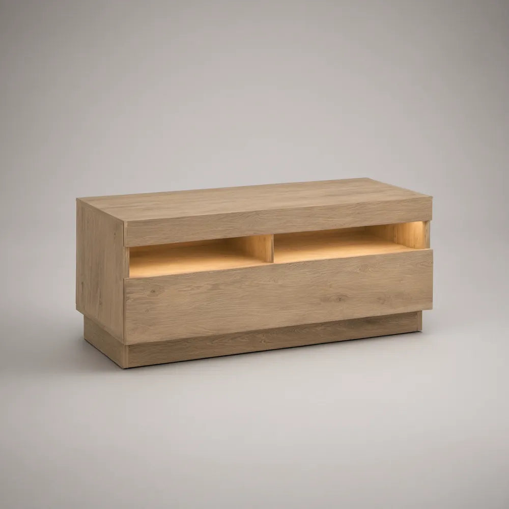 Móvel para TV em MDF com folheado de carvalho natural, 120 x 40 x 55 cm