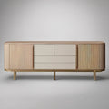 Móvel de TV Retangular 180 x 40 x 75 cm em MDF Bege com Pés em Aço Dourado
